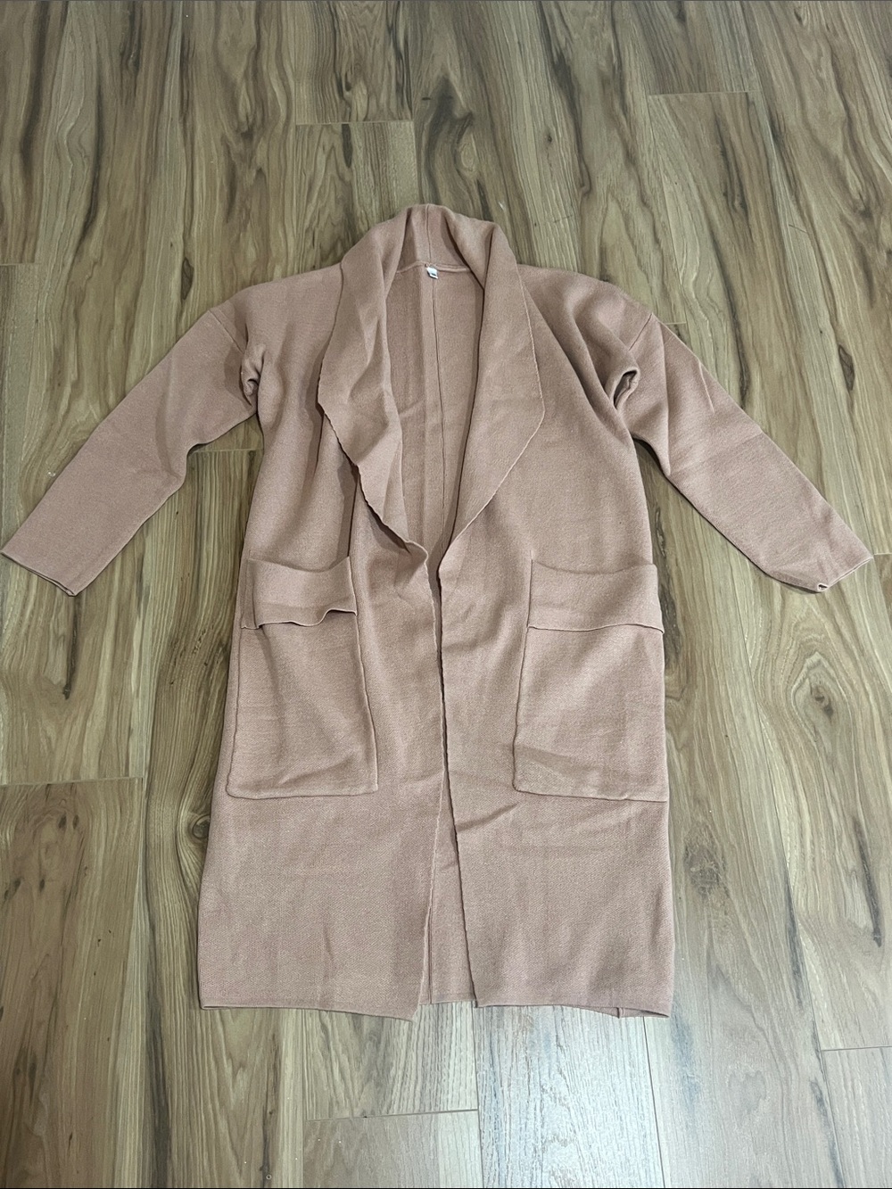 Long Open-Front Women's Cardigan Sweater in Dusty Tan